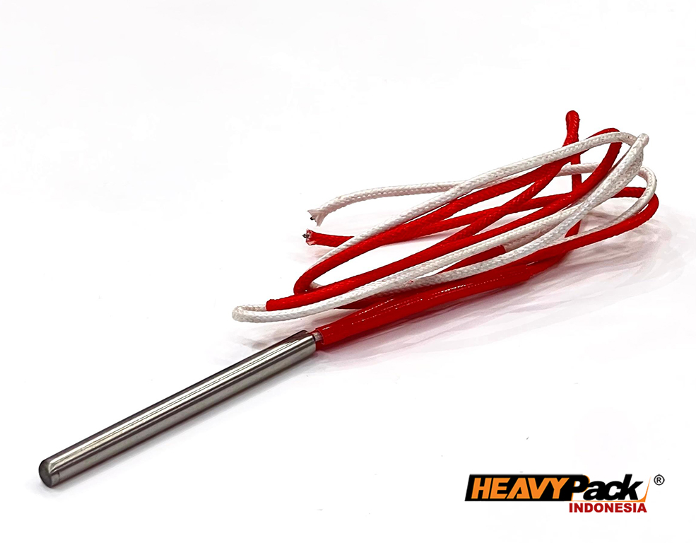 elemen pemanas pada mesin pengemas yang dipasang di posisi vertikal (berdiri tegak).